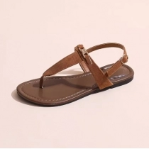  High Quality Women's Shoes Summer New Women's Sandals Fashion Solid Color Thong Low Heel One-line Buckle Women's Sandals