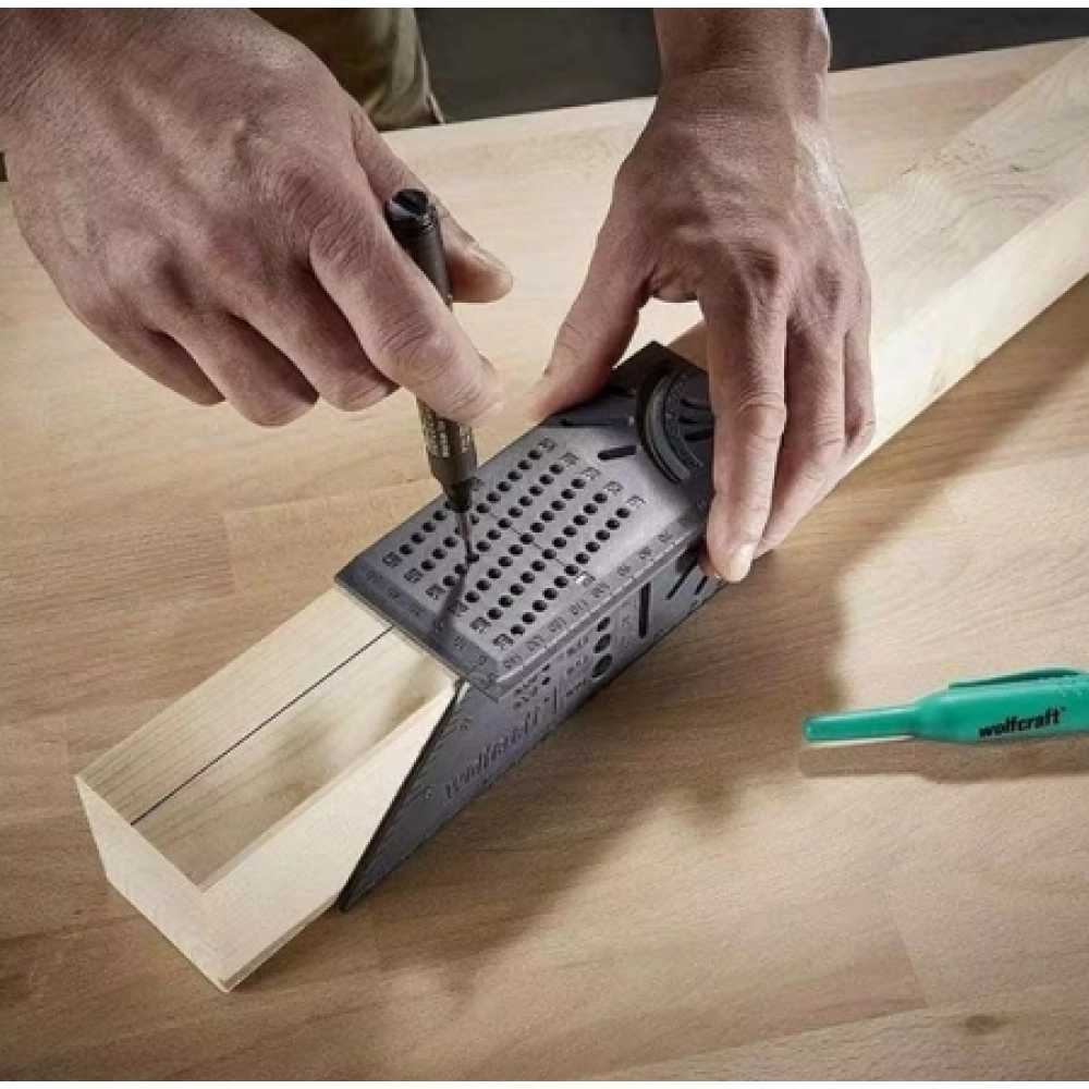 New Arrival Woodworking Gauge Ruler 3D Mitre Angle Measuring Square Measure Tool 45 Degree and 90 Degree with Carpenter Pencil