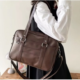Japanese Preppy Style Shoulder Bag Women PU Leathe..